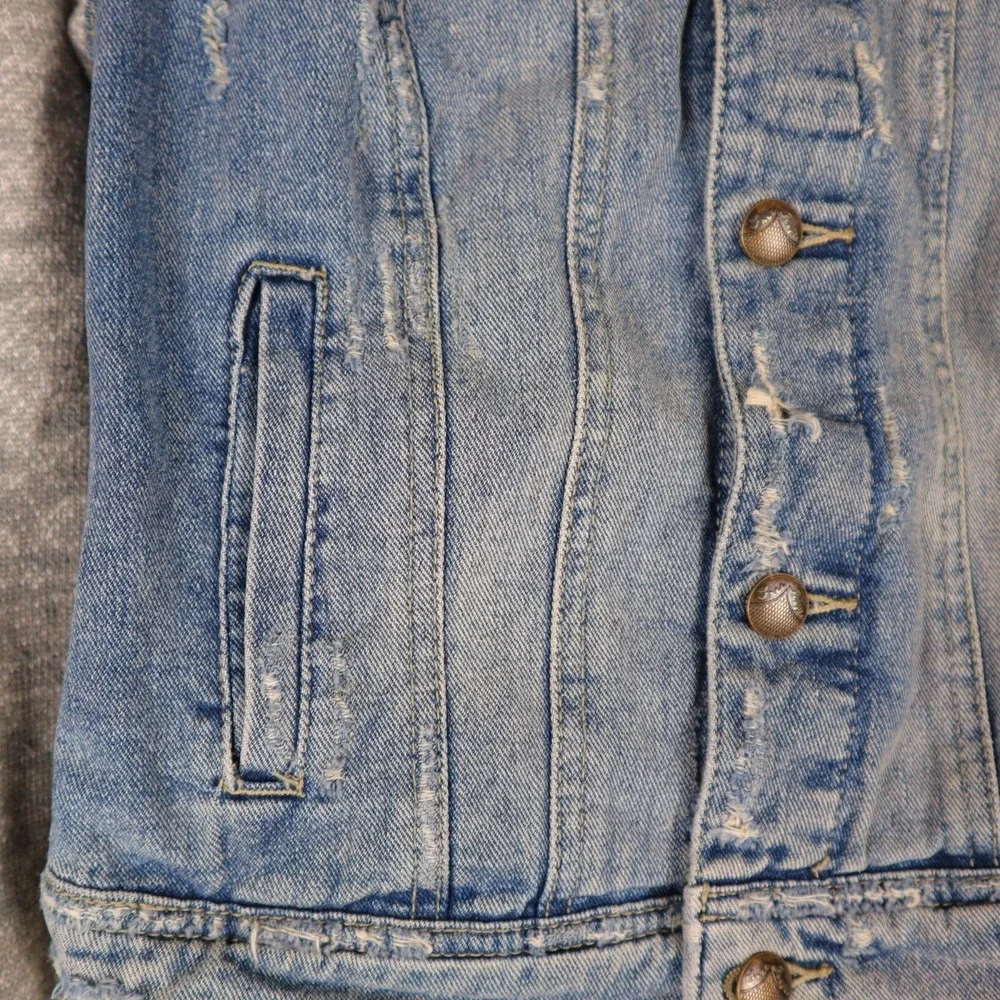 Free People Hooded Denim Sweatshirt Hybrid Jacket Women's XS 16x18 - Picture 6 of 12
